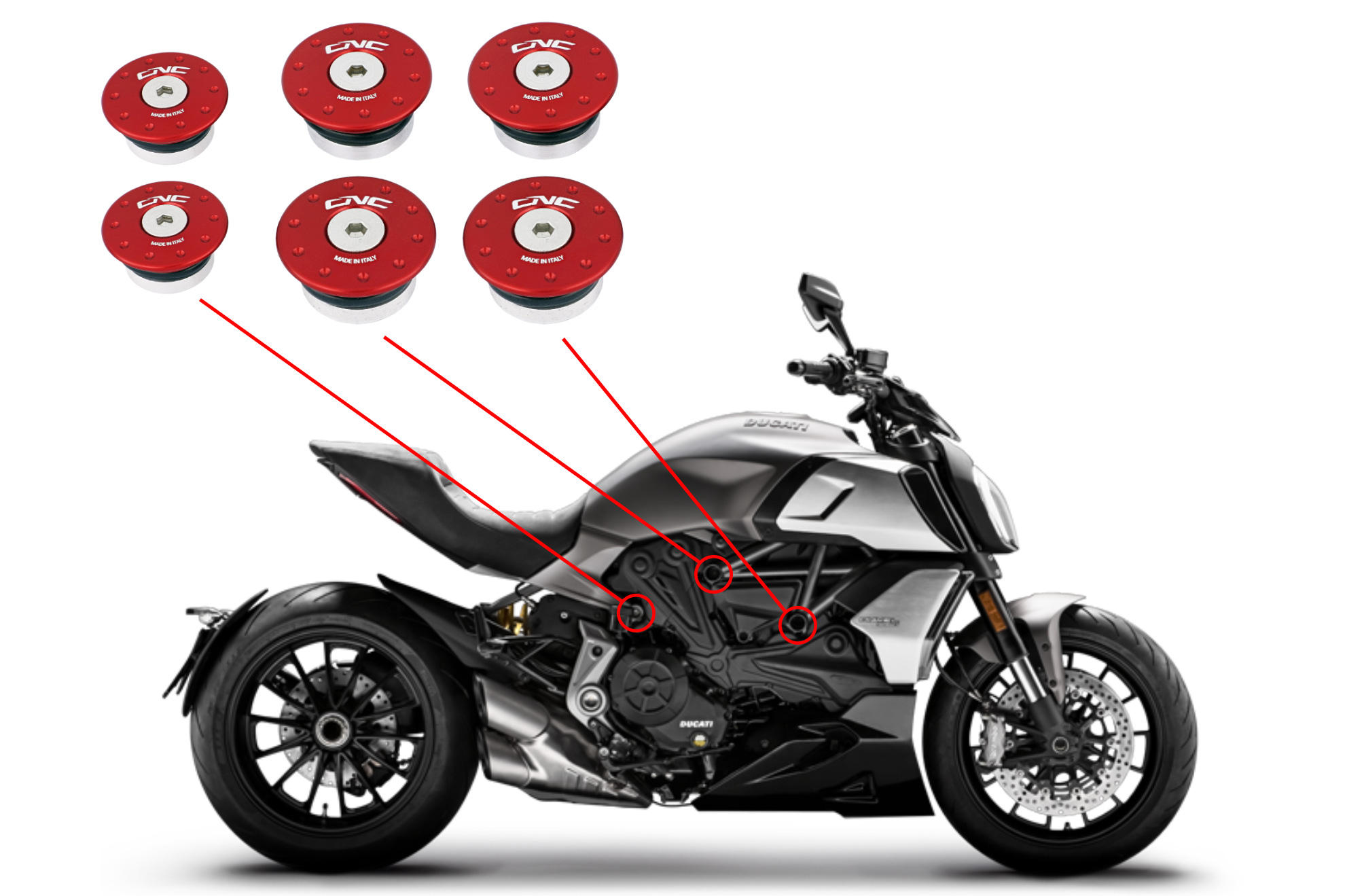 CNC Racing Frame Plug Kit for Ducati Diavel 1260 CNC Racing Frame Plug Kit for Ducati Diavel 1260